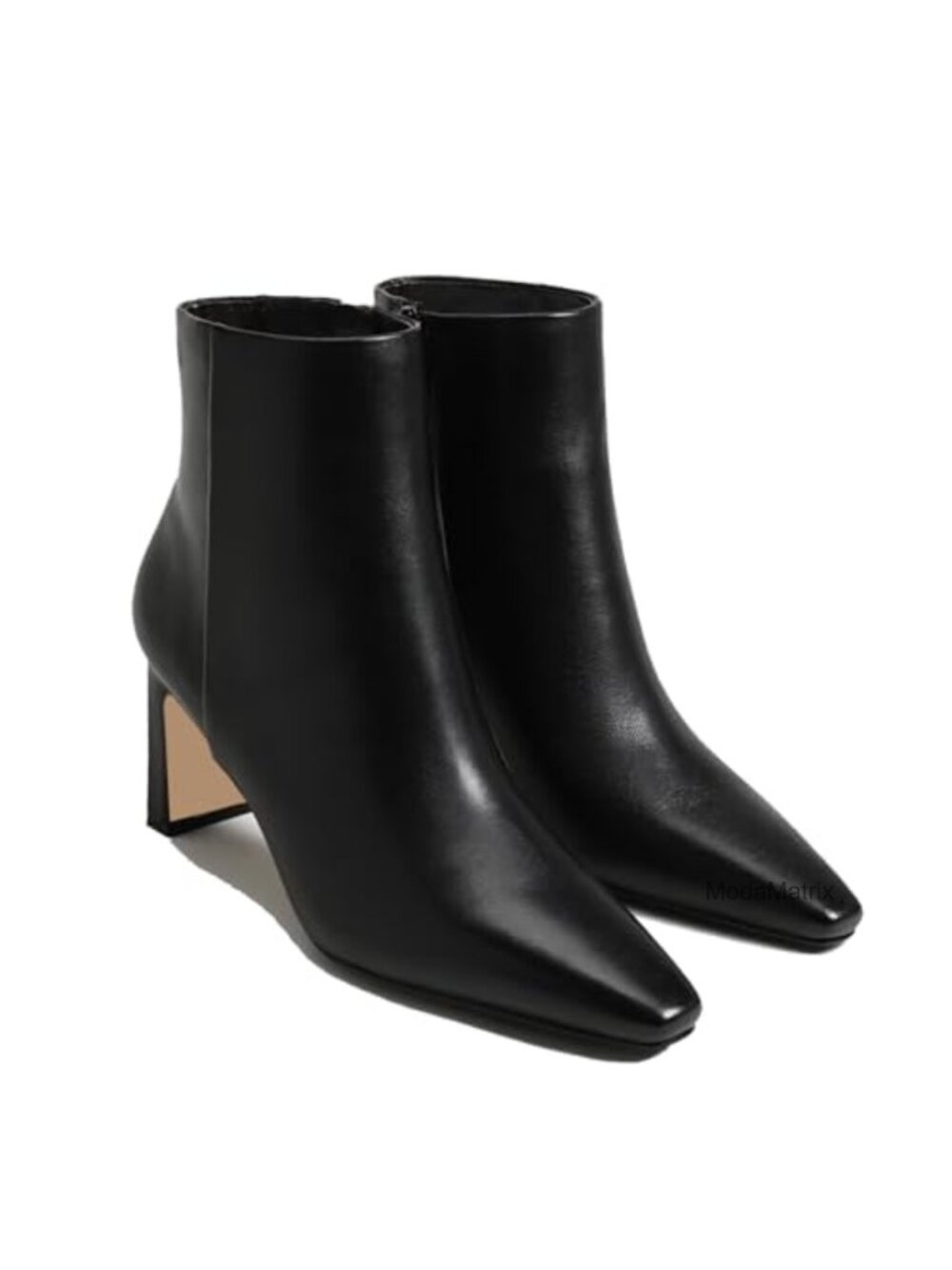 Women's Chunky Low Heel Ankle Boots Square Toe Heeled Booties Side Zipper